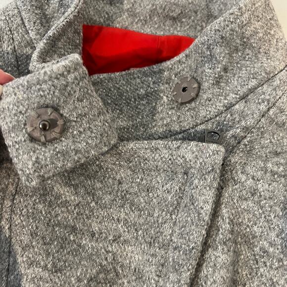 Gap Asymmetrical Zip Moto Jacket Women's M Wool Blend Mock Neck Gray Tweed - Picture 3 of 8